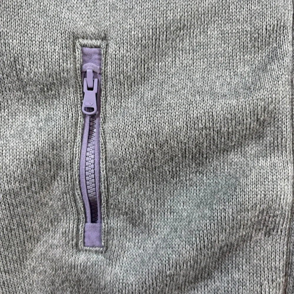 Vineyard Vines Sweater Fleece Vest Girls S 7-8 Gray Purple Full Zip 7O001039